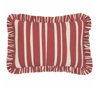 fourrer. Housse de Coussin à Volants Rayures Carmon - Lin/Rouge - 40x60cm