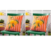 furn. fourrer. Housse de Coussin d'extérieur à Rayures Oranges, 43 x 43 cm (Lot de 2), Orange
