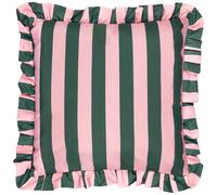 furn. fourrer. Housse de Coussin d'Extérieur Imprimée à Volants et Rayures Palm Royale - Rose/Vert - 50x50cm