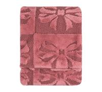 furn. Fur Boucle Big Bows Plaid (Rose - 140x180cm) | Damier Nœud Fausse Fourrure Bou Envers Velours Pop Art Doux Plaid