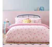 furn. Heya Home Ensemble de Couette Imprimé Noeuds Vichy - Rose - Double