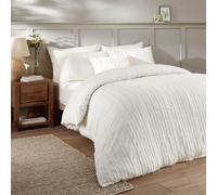 furn. Housse de Couette Harrison Stripe Duvet Day - Design Minimaliste capitonné, Tissu Doux au Toucher et Finition Facile d'entretien (Blanc - Super King)
