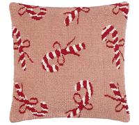 furn. Housse de Coussin Candy Canes - Housse décorative de Noël capitonnée avec Motif texturé et Revers Lisse (Rose/Rouge - 45x45cm)