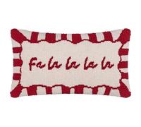 furn. Housse de Coussin Candy FA La La - Housse décorative de Noël capitonnée avec Slogan texturé et Bordure à Rayures Candy (Rouge/Blanc - 30x50cm)