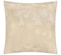 furn. Housse de Coussin Festive Time - Housse décorative de Noël en Flanelle Douce et Polaire gaufrée (Naturel - 50x50cm)