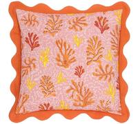 furn. Housse de Coussin festonnée Corail 100% Coton