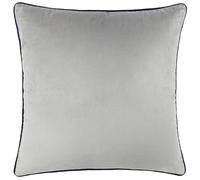 furn. Housse de Coussin Meridian - Housse décorative de Luxe en Velours passepoilé contrasté (Argent/Marine - 45x45cm)