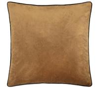 furn. Housse de Coussin Meridian - Housse décorative de Luxe en Velours passepoilé contrasté (Caramel/Chocolat - 55x55cm)