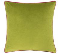 furn. Housse de Coussin Meridian - Housse décorative de Luxe en Velours passepoilé contrasté (Citron Vert/Rose Fluo - 45x45cm)