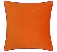 furn. Housse de Coussin Meridian - Housse décorative de Luxe en Velours passepoilé contrasté (Clémentine/Rose Fluo - 45x45cm)