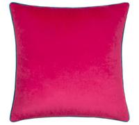 furn. Housse de Coussin Meridian - Housse décorative de Luxe en Velours passepoilé contrasté (Framboise/Sarcelle - 45x45cm)