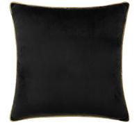 furn. Housse de Coussin Meridian - Housse décorative de Luxe en Velours passepoilé contrasté (Noir/Or - 45x45cm)