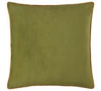 furn. Housse de Coussin Meridian - Housse décorative de Luxe en Velours passepoilé contrasté (Olive/Gingembre - 55x55cm)