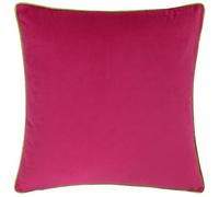 furn. Housse de Coussin Meridian - Housse décorative de Luxe en Velours passepoilé contrasté (Rose Fluo/Citron Vert - 45x45cm)