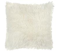 Furn Housse de Coussin Rowan - Coussin décoratif en Fausse Fourrure Douce de Style Mongol avec Revers en Velours (écru - 50x50cm)