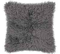 Furn Housse de Coussin Rowan - Coussin décoratif en Fausse Fourrure Douce de Style Mongol avec Revers en Velours (Gris - 50x50cm)