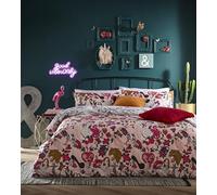 furn. Inked Super King Duvet Cover Set, Cotton, Polyester, Blush