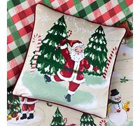 furn. Jolly Santa Let It Snow Coussin passepoilé en Velours Riche en Plumes