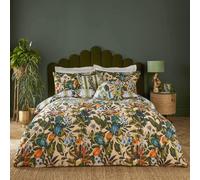Furn. Leilani Parure de lit - Mélange de Coton réversible avec Motif Floral Tropical et forêt Tropicale (Multicolore - Simple)
