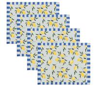 furn. Lemons Sets De Table - Lot De 4 Sets De Table Lavables à Rayures Motif Fruits Méditerranéens Séchage Rapide (Bleu - 46x36cm)