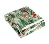 furn. Lodge Wood Sherpa Fleece Throw, 130 x 150cm, Oak Green