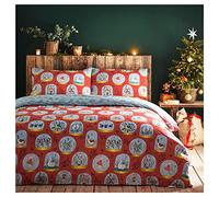 furn. Magasin. Douze Jours de Couverture de Couette King de Noël, Coton, Polyester, Rouge