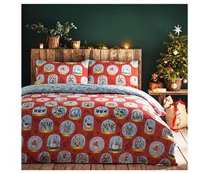 furn. Magasin. Douze Jours de Couverture de Couette King de Noël, Coton, Polyester, Rouge, Roi