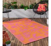 furn. Marula Tapis - Intérieur/Extérieur Tissé Botanique Tropical Oiseaux Résistant Aux Intempéries Facile À Nettoyer Léger Tapis (Orange/Rose - 120x180cm)
