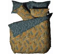 furn. Mazari Parure de lit réversible en Polycoton Doux Imprimé Jungle Moutarde - King Size