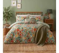 furn. Meadow Haze Jeu De Housse De Couette - Réversible Polycoton Botanique Fleurs Sauvages (Vert - Double - 200x200cm)