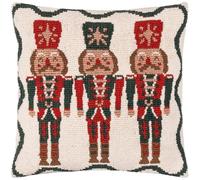 furn. Nutcracker Trio Coussin Garni de Polyester - Coussin décoratif touffeté de Noël Festif avec Motif Casse-Noisette texturé (Multicolore - 45x45cm)