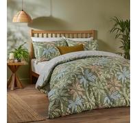 furn. Parure de Couette Kentia Duvet Day - Parure de lit réversible à imprimé Tropical avec Palmiers et Motifs géométriques (Vert Palmier - Double)