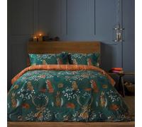 furn. Parure de lit avec Housse de Couette - Motif de Faune de la forêt - Émeraude, Super King
