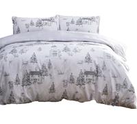 Furn - Parure de lit, Toile RV2389 (Lit simple) (Blanc/Gris)