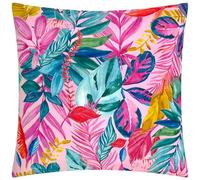 furn. Psychedelic Jungle Coussin en Polyester Garni - Résistant À L Eau Coloré Tropical Feuille Extérieur Coussin Décoratif (Multicolore - 43x43cm)