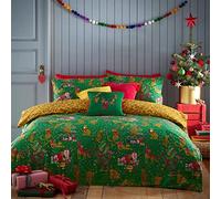 furn. Purrfect Christmas Toddler Duvet Cover Set, Cotton, Polyester, Green/Gold