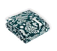 furn. Scandi Woodland Jeté - Couverture Polaire Sherpa Motif Animaux des Bois scandinaves (Forêt - 140x180cm)