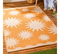 furn. Summer Solstice Tapis - Intérieur/Extérieur Réversible Abstrait Soleil Résistant Aux Intempéries Facile À Nettoyer Léger Tapis (Soleilrise Jaune - 120x170cm)