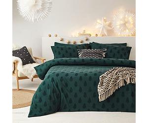 furn. The Line Yard Ensemble de Housse de Couette Super King Tufted Tree, Coton, Vert pin