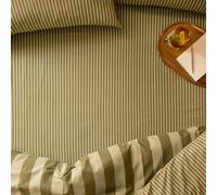 furn. The Ultimate Stripe Drap-Housse - Drap De Lit en Polycoton À Rayures Fines Ton sur Ton (Thé Vert - Super King - 180x200x32cm)