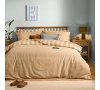 furn. The Ultimate Stripe Parure De Couette - Literie en Polycoton Réversible À Rayures Étroites Audacieuses (Latte Caramel - Simple - 137x200cm)