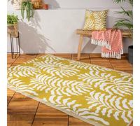 furn. Tocorico Tapis - Intérieur/Extérieur Réversible Tissage Jacquard Durable Résistant Aux Intempéries Facile À Nettoyer Tropical Tapis (Moutarde - 120x180cm)