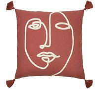 furn. Uno Visage Plumes Coussin rempli, Polyester, Argile Rouge