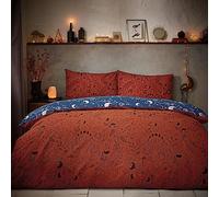 furn. Witchy Vibes Parure De Lit (Rouille - Simple) | Réversible Automnal Botanique Halloween Entretien Facile Polycoton Literie