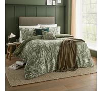furn. Wylder Albus Jeu De Housse De Couette - Réversible Forêt Hibou Slub Coton Riche Literie (Vert Forêt - 200x200cm)