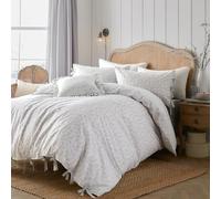 furn. Wylder Chloe Ensemble De Housse De Couette - 100% Coton Délavé Réversible Imprimé Feuilles (Blanc - Super King - 260x220cm)
