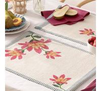 furn. Wylder Claudia Sets De Table - Lot De 4 Sets De Table Lavables Intérieur/Extérieur à Rayures Bleues Et Florales Séchage Rapide (Rouge Bonbon - 46x36cm)