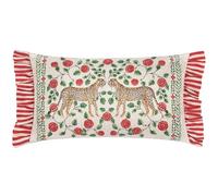 furn. Wylder Tropics Housse de Coussin à Volants Imprimée Léopards Okara - Lin/Rouge - 30x50cm