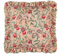 furn. Wylder Tropics Okara Coussin rempli de Polyester à Volants imprimé éléphant - Pêche/Lin - 50 x 50 cm