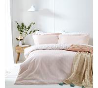 Ensemble de Housse de Couette 100% Coton à Rayures mélangées Yard Hebden - Blush - Double